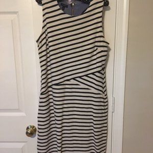 Talbots white and blue striped sleeveless dress.